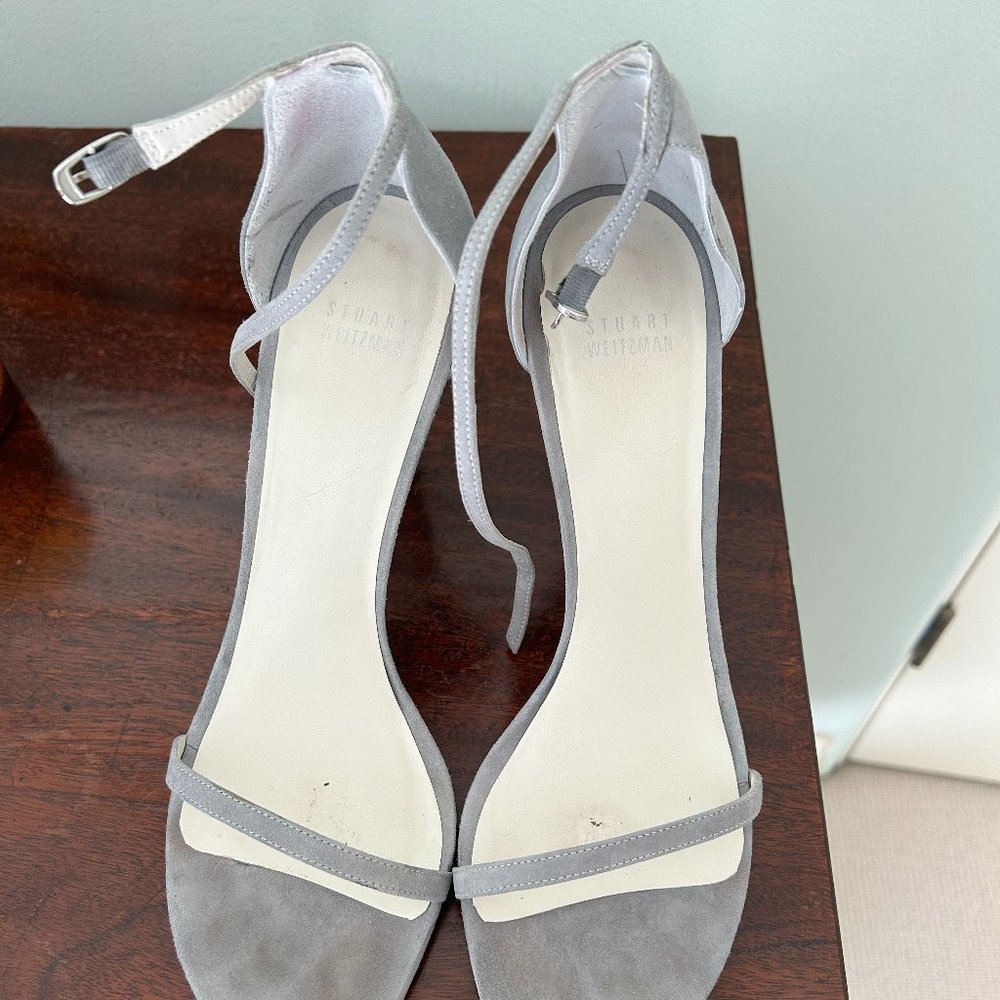 Nudistsong Open Toed Ankle Strap Sandal Heels, Grey, 11